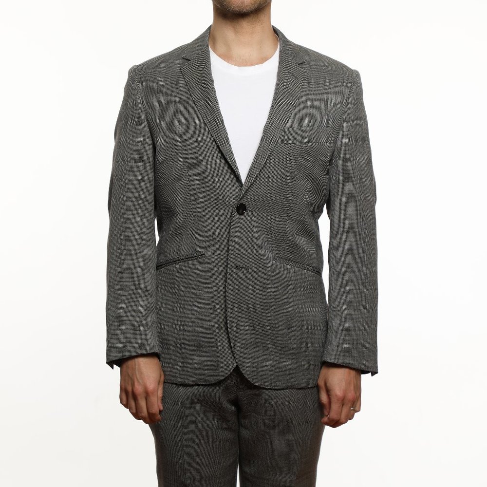Indochino Gray Nailhead Wool Suit 2-Button Made To Measure 36-in Chest Short